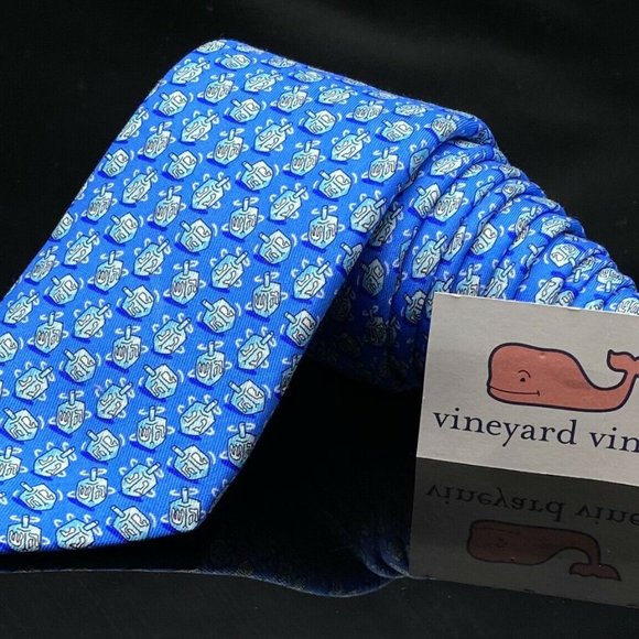 NWT Vineyard Vines Necktie Boy's "DREIDEL" Blue - Picture 1 of 7